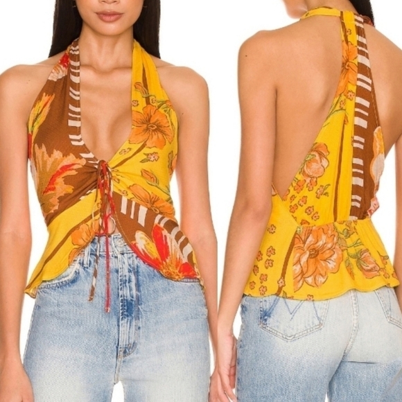 NWOT FREE PEOPLE HOT TROPICS TANK IN MANGO CONVO - Picture 1 of 4